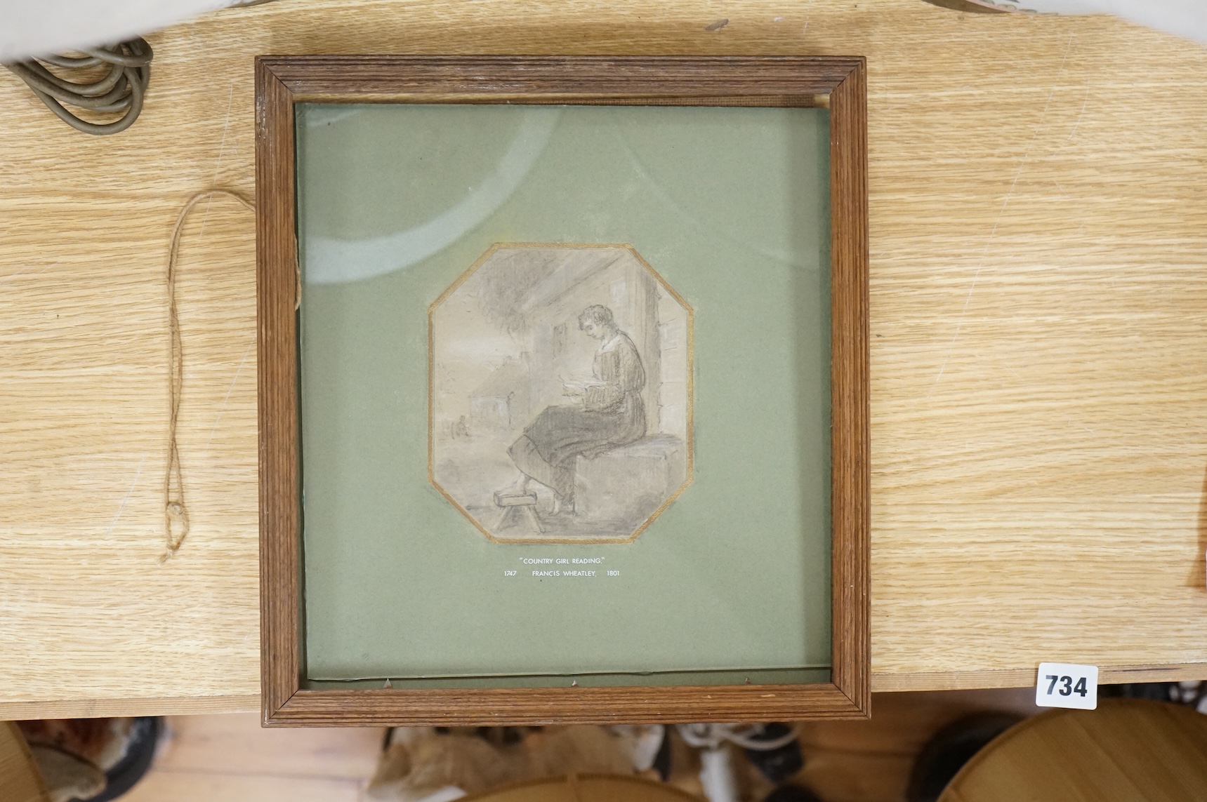 Manner of Francis Wheatley (1747-1801), 'A country girl reading', charcoal heightened with white, unsigned, 14 x 12cm